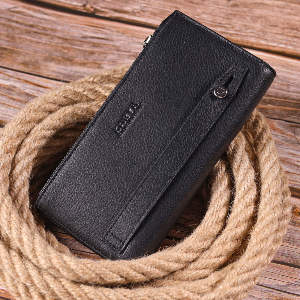 Класичне чоловіче вертикальне портмоне з натуральної шкіри KARYA 21422 Чорний Київ - фото 9