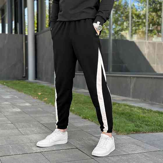 Чоловічі чорні джогери з кишенями Pobedov Shade двоколірні Київ