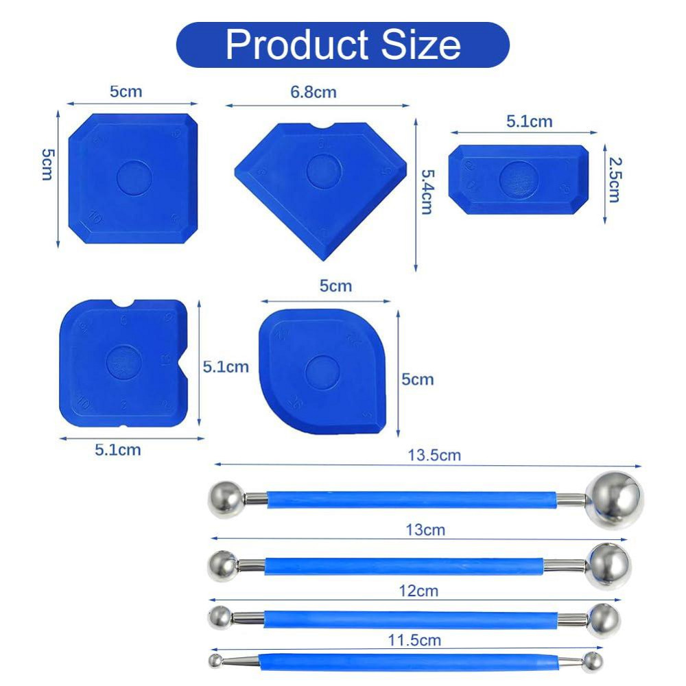 Набор инструментов для швов GB09/GUAB09 разноцветный 9 шт силиконовые шпатели и металлические шарики для Киев - изображение 7