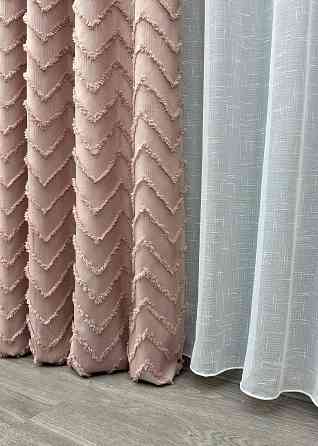 Шторная ткань Лен Букле цвет пудровый 1811ш Киев
