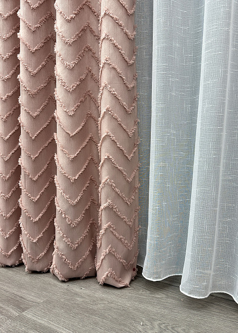 Шторная ткань Лен Букле цвет пудровый 1811ш Киев - изображение 6
