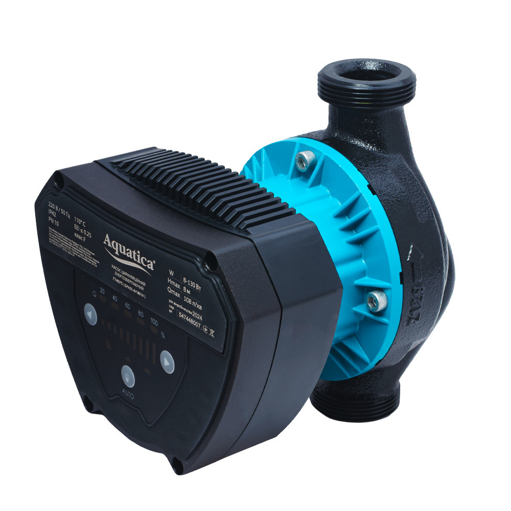 Насос циркуляційний енергоощадний 8-130 Вт Hmax 8 м Qmax 108 л/хв Ø11⁄2" 180 мм + гайки Ø1" AQUATICA GPA25-8/180 IV (774075) Київ - фото 2