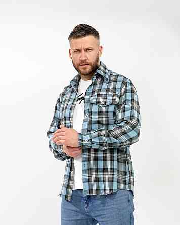 Чоловіча повсякденна картата сорочка турецький котон фланель Джинс, 54/56 Одеса