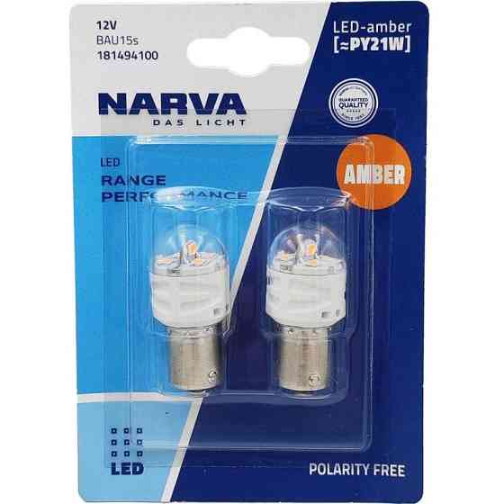 Комплект світлодіодних ламп NARVA 18149B2 PY21W LED Range Performance 12V BAU15s AMBER (2 шт) Харків
