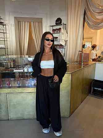 Жіночий базовий теплий костюм двійка: кардиган і штани палацо турецький кашеміровий термотрикотаж Чорний Одеса