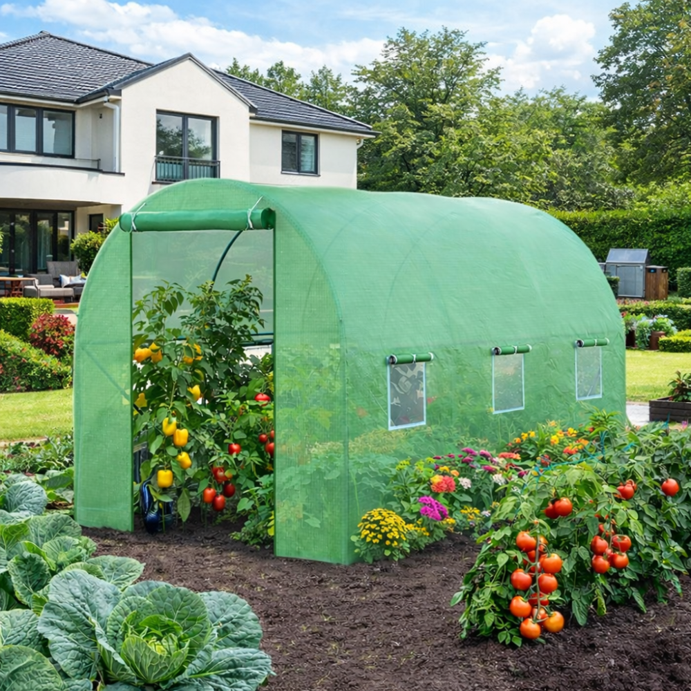 Садова теплиця 6 м² (3 × 2 × 2 м) з вікнами, армована плівка UV-4, Зелена (Польща) Київ - фото 11