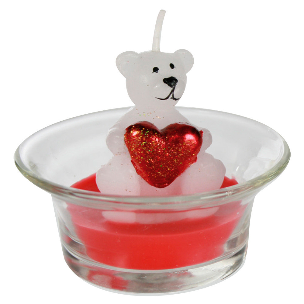 Свічка в склянці "Ведмедик з серцем" білий Рівне - фото 1