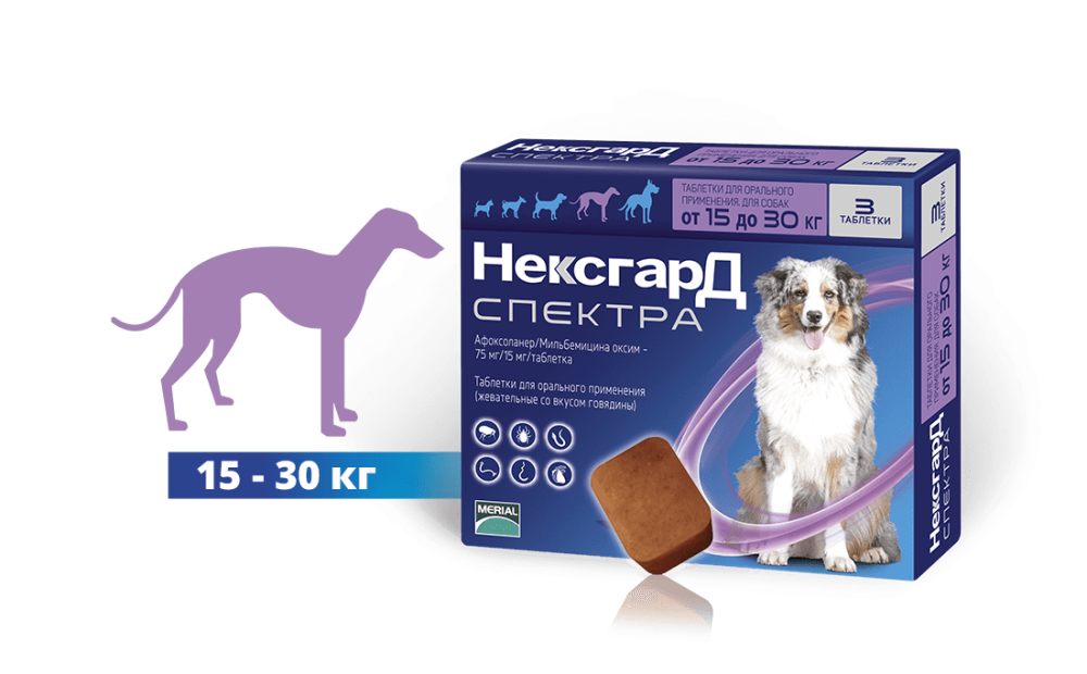 NexGard Spectra L (Нексгард Спектра L) таблетки від кліщів, бліх і гельмінтів для собак вагою від 15 до 30 кг Запоріжжя - фото 2