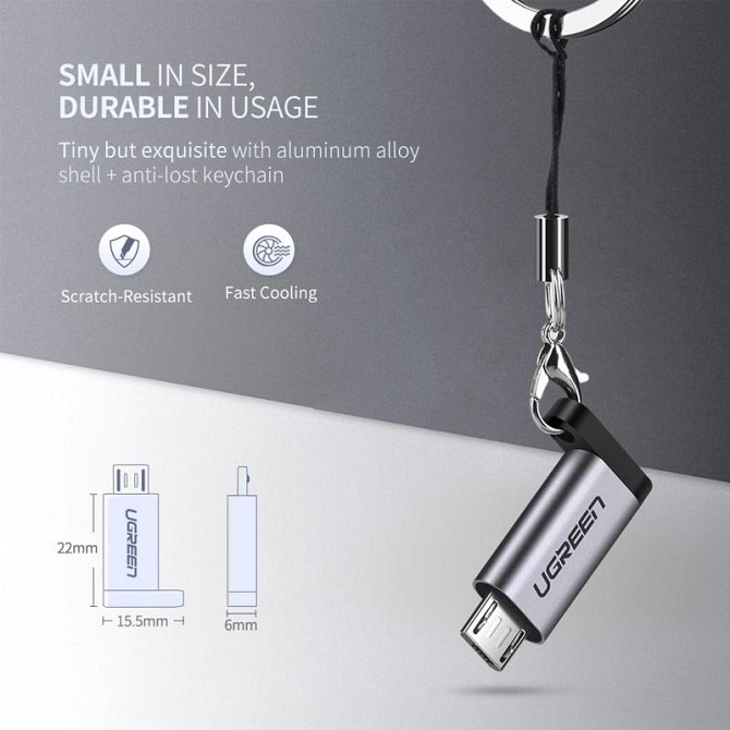 Перехідник-адаптер USB Type-C до microUSB Ugreen US282 (Сірий) Миколаїв - фото 6