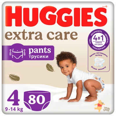 Подгузники Huggies Extra Care Размер 4 (9-14 кг) Pants Box 80 шт (5029053582405) Винница - изображение 1