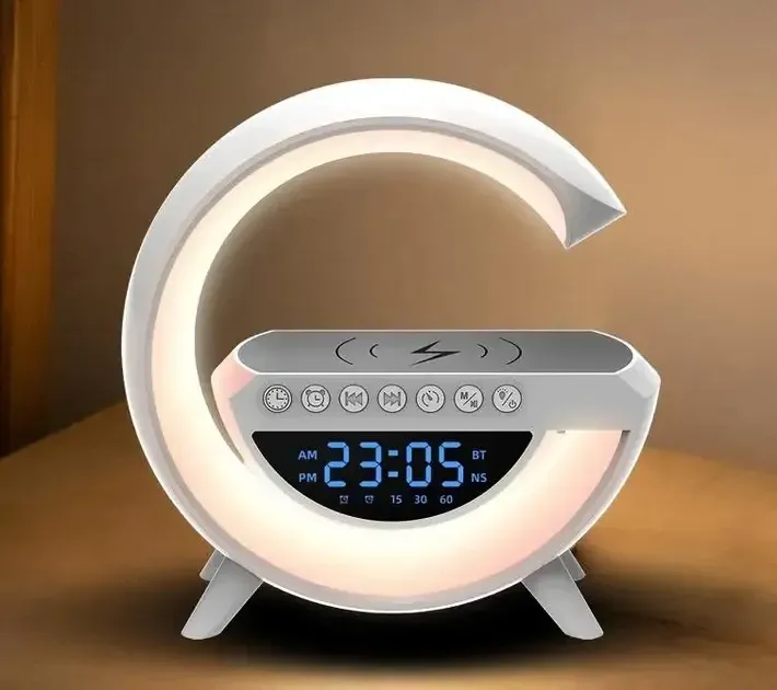 Настільна діодна лампа G-Smart BT-3401, RGB підсвічування, Bluetooth, будильник, FM радіо, бездротова зарядка Одеса - фото 9