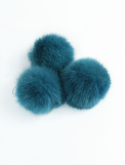 Помпони на дитячу шапку з натурального хутра кролика 7-8 см Бірюзовий Харків - фото 1