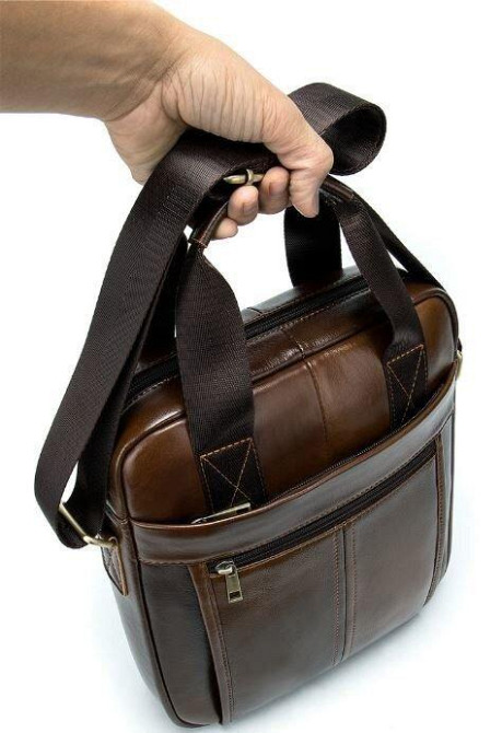 Ділова чоловіча сумка шкіряна Vintage 14789 Коричнева Київ - фото 6