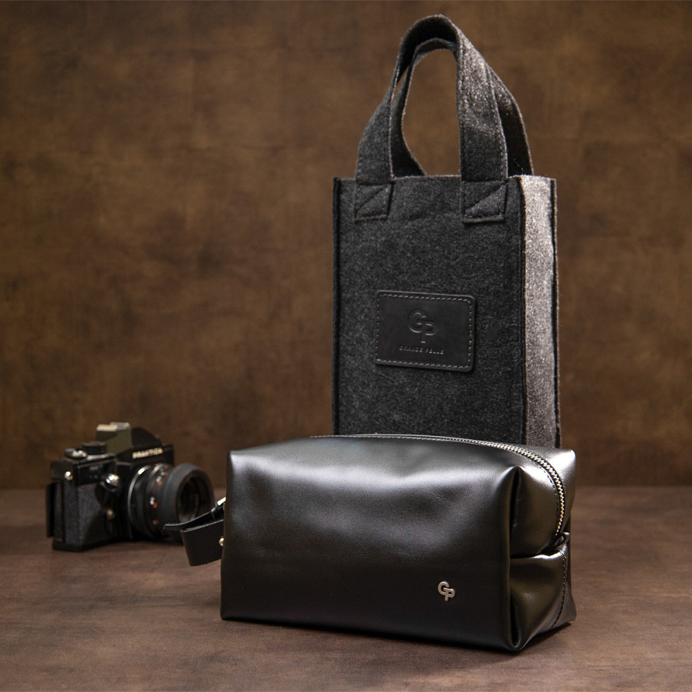 Мужской кожаный несессер Черный (GRANDE PELLE) Киев - изображение 4