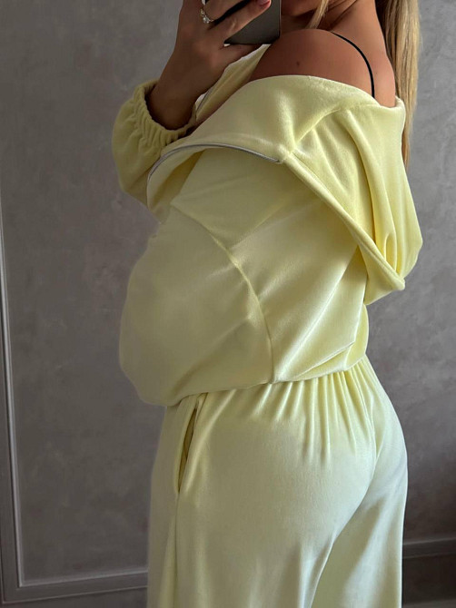 Женский повседневный стильный костюм тройка велюр Лимонный Одесса - изображение 7