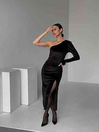 Женское элегантное платье на одно плечо с разрезом бархат 46/48 Одесса