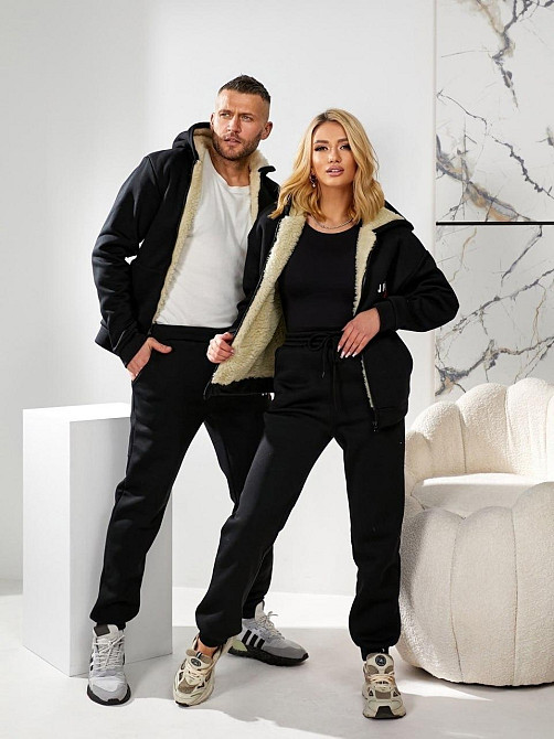 Женский повседневный теплый костюм Тринитка на флисе Черный, 44/46 Одесса - изображение 2