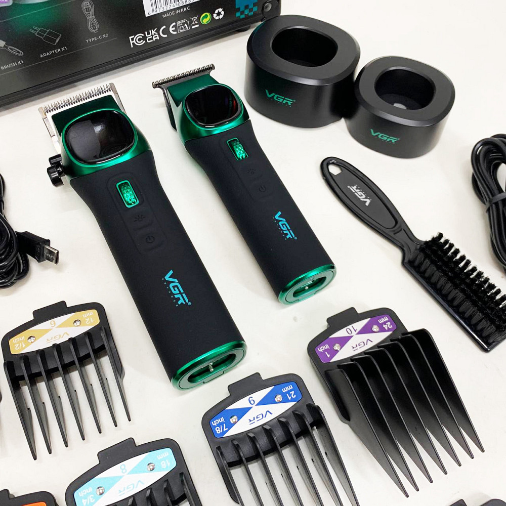 Електрична машинка для стрижки побутова VGR V-885 S2 GREEN, Машинка для стрижки від акб TW-64 Івано-Франківськ - фото 9