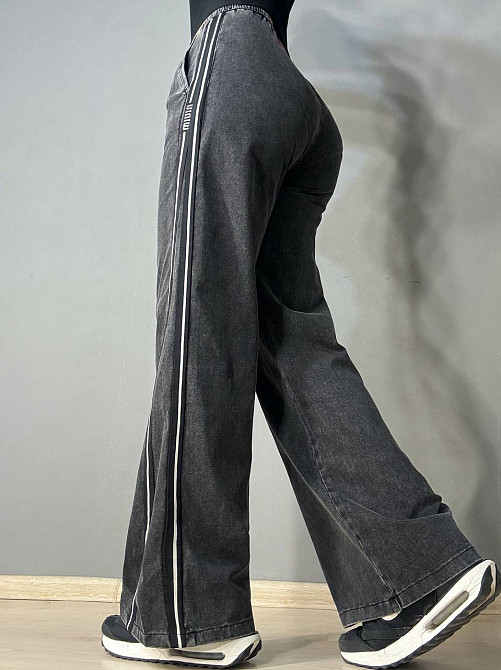 Штани спортивні жіночі Yingguoxiang 2015 кльош варені з лампасом чорні, чорний, 30, 30 Київ - фото 5