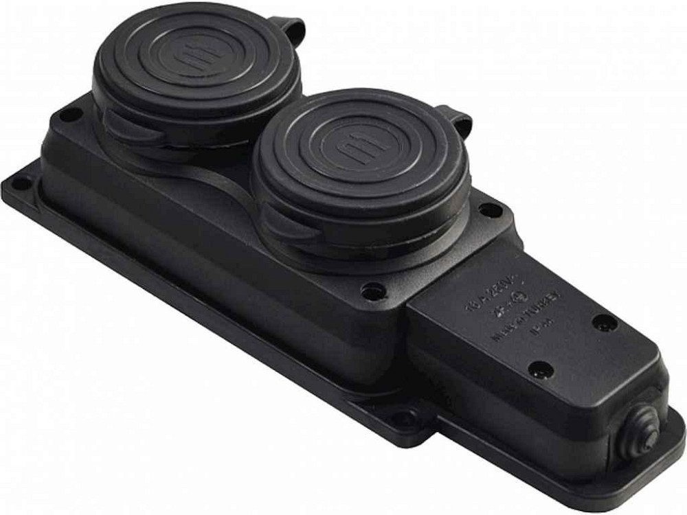 Колодка каучуковая 2РPE с защитными крышками двухместная 16А IP44 ТМ АСКО   Solmir Solmir Solmir Київ - фото 1
