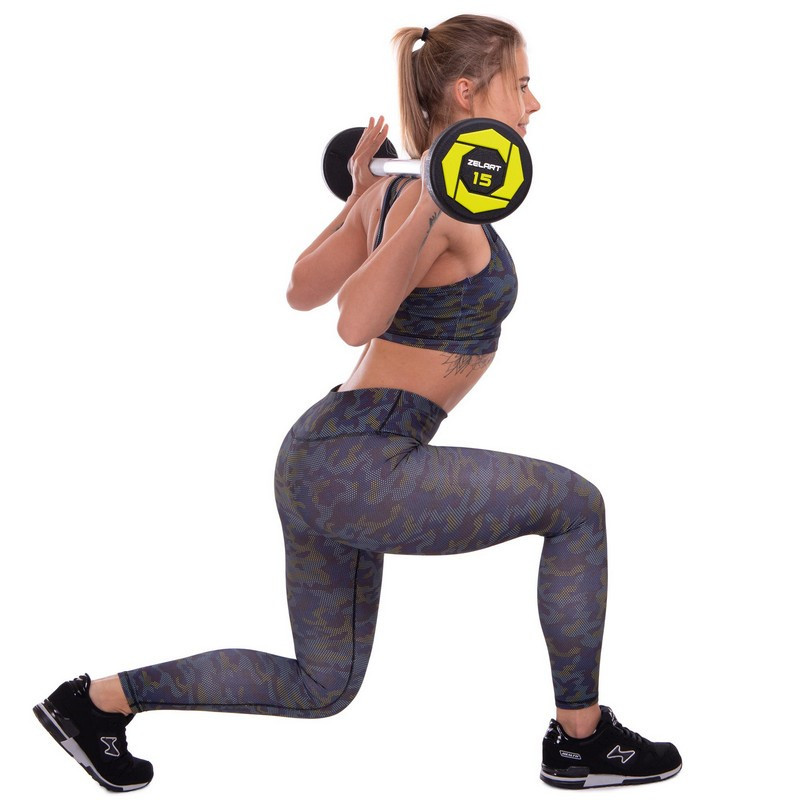 Штанга фіксована пряма поліуретанова Zelart 2689-15 довжина 104 см 15 кг Київ - фото 10