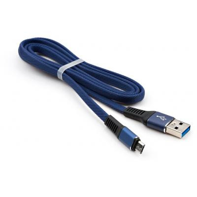 Дата кабель USB 2.0 AM to Micro 5P 1m flat nylon blue Vinga (VCPDCMFNB1B) Винница - изображение 3