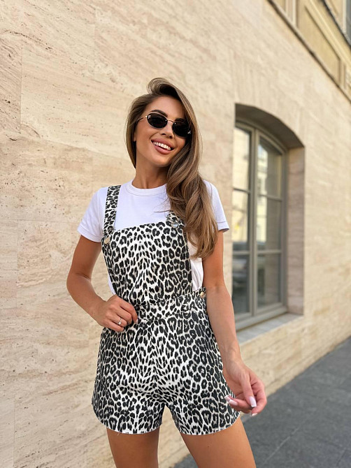 Женский трендовый леопардовый комбинезон турецкий джинс 46 Одесса - изображение 4