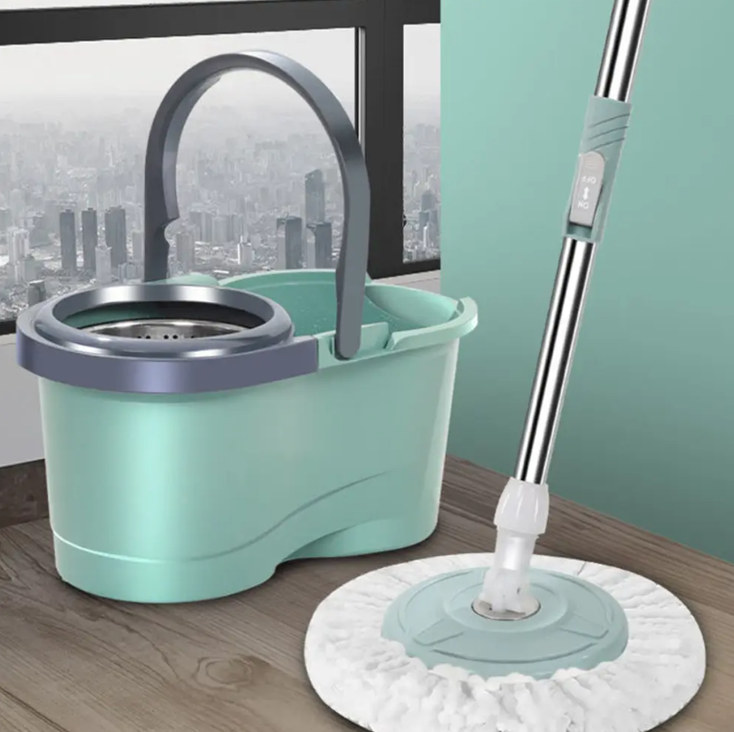 Кругла швабра з відром , ручним віджимом і насадкою з мікрофібри для швидкого прибирання Одеса - фото 1