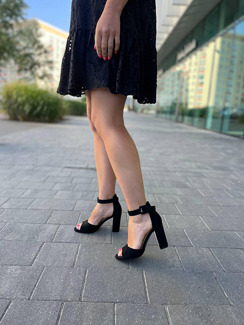 L&M Босоніжки жіночі чорні L&M F52-1 літні, еко-замша / Модні босоніжки на підборах р. 36-40 Коломия - фото 3