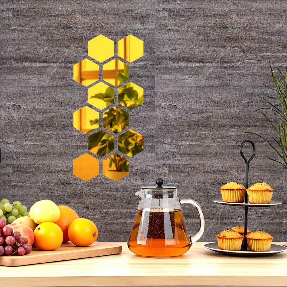 Зеркальный декор акриловый самоклеющийся 80*70мм золото, 12шт (D) SW-00002515 Днепр - изображение 6