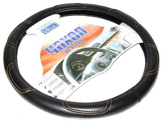 Оплетка 16113 XXXXL черная кожзам (корич. нит.) Винница