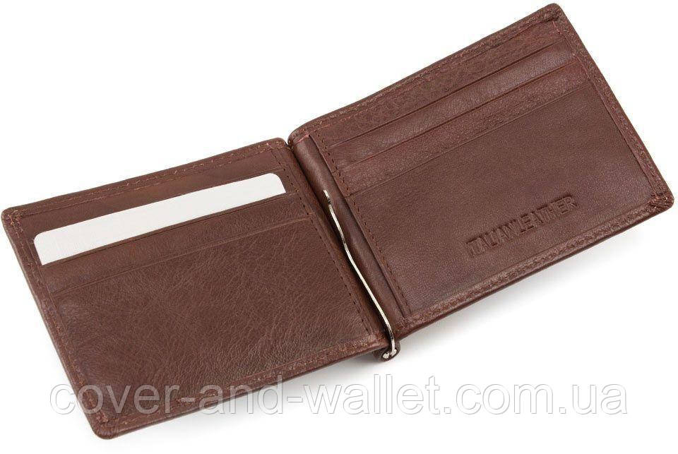 Коричневый кожаный зажим для купюр с блоком для карт ST B470 coffee Киев - изображение 7