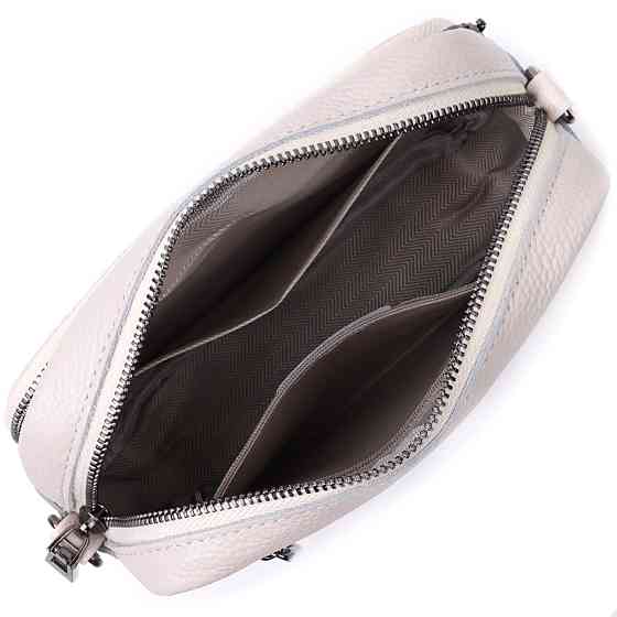 Сумка для жінок прошита ромбами на лицьовій стороні з натуральної шкіри Vintage 22633 Біла Київ