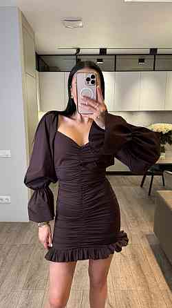 Жіноча приваблива вечірня міні-сукня з турецького коттона. Шоколад, 42/44 Одеса