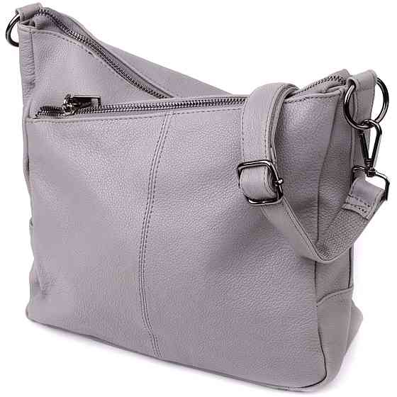 Удобная женская сумка с двумя ремешками из натуральной кожи Vintage 23054 Серый Киев