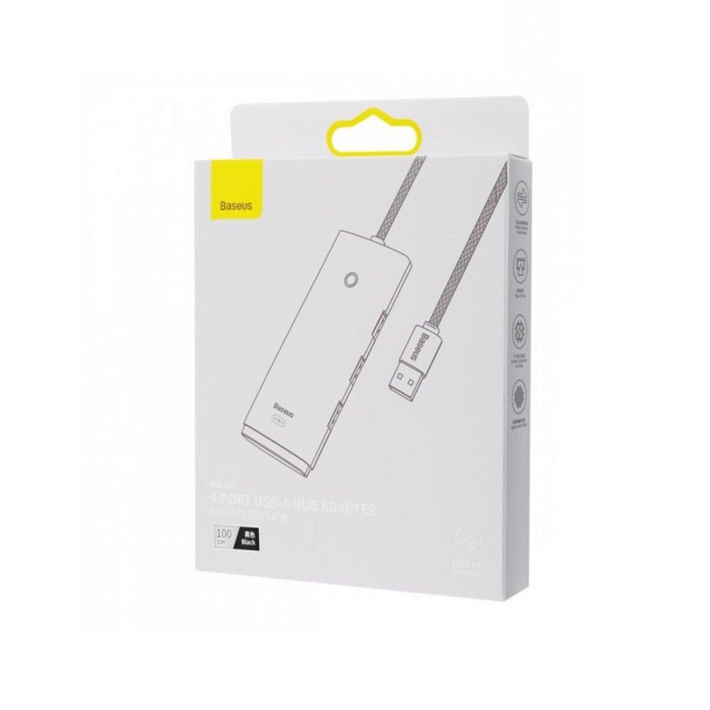 Хаб адаптер перехідник Baseus Lite Series 4-Port USB-A HUB 1m, колір чорний WKQX030101 Одеса - фото 7