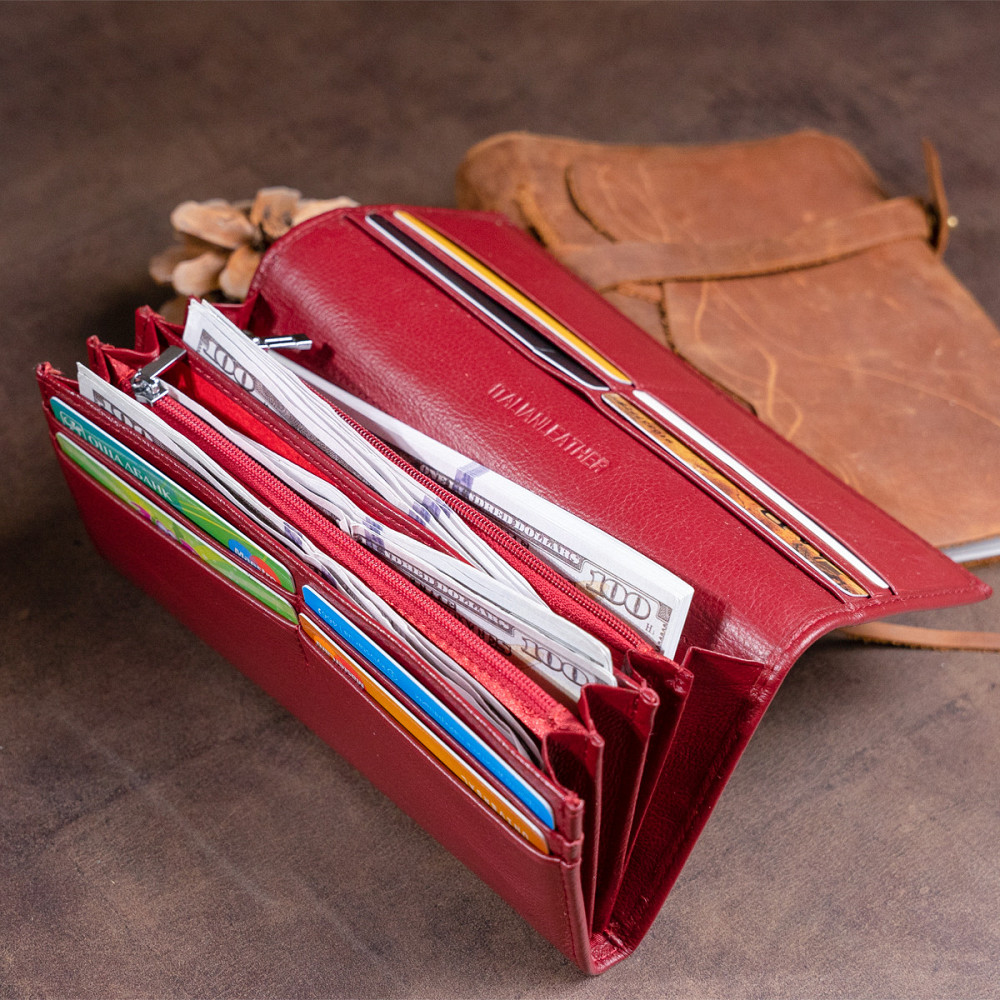 Гаманець на магнітах з клапаном жіночий ST Leather 19244 Бордовий Київ - фото 10