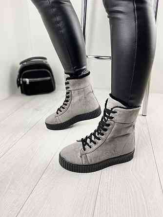 Черевики жіночі Bosida 16387-9 сірі (зима, еко-замш) (2523) лише 38р. 38 Коломыя