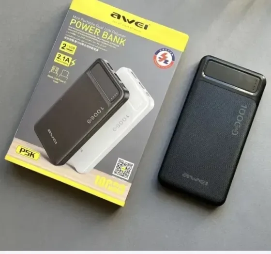 Портативний Зовнішній акумулятор Power Bank AWEI P5K 10000mah для заряджання двох пристроїв одночасн Київ
