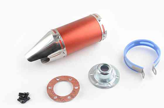 Глушитель (тюнинг) 170*10 см, креп. Ø78mm (нержавейка, короткий, красный, прямоток, mod:4) Мукачево