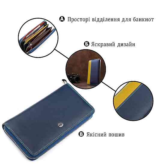 Кошелек женский на молнии Синий (ST Leather) Киев