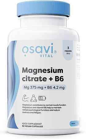 Магній цитрат + вітамін B6 Osavi Magnesium Citrate + B6, 375 mg + 4.2 mg Vegan 90 caps Луцьк
