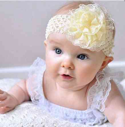 Дитяча малинова пов'язка з квіткою - окружність 30-50см, розмір квітки 9см Київ