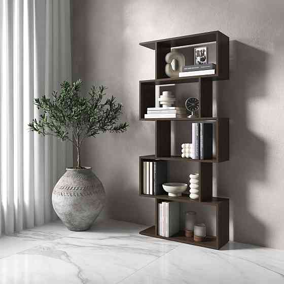 Полиця для книг VAYS M-12, стелаж на 5 полиць, ЛДСП, 70×24×163 см - для дому, вітальні, офісу Львів