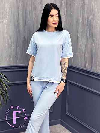 Летний трикотажный костюм-двойка Summer батал 54-56, Голубой Киев