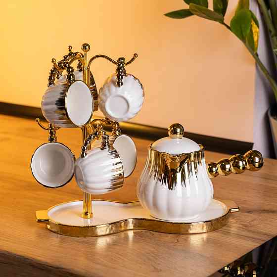 Yiwu Кавовий сервіз на підставці з туркою 450 (мл) 6 чашок по 90 (мл) подарунковий набір чашок Коломия