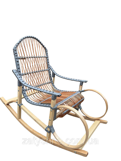 Крісло гойдалка плетена сіра з ротангом Київ - фото 5