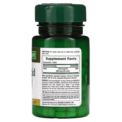 Витамин Nature's Bounty Фолиевая кислота, 800 мкг, 250 таблеток (NRT-02843) Винница - изображение 2