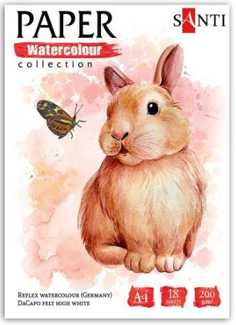 Набір паперу для акварелі "SANTI" 130520  "Animals", А4, "Paper Watercolor Collection", 18 арк, 200г, шт Київ - фото 1