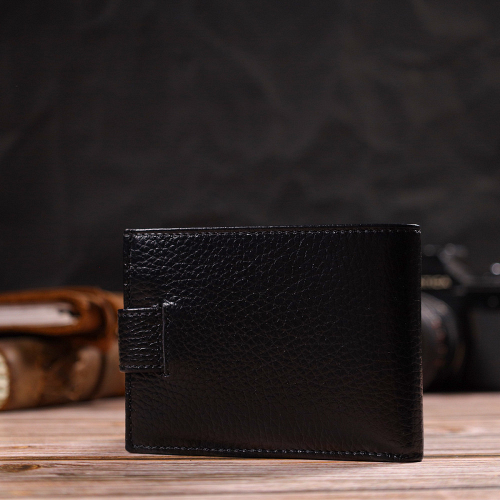 Компактное портмоне для мужчин в комбинации двух цветов из натуральной кожи CANPELLINI 21749 Черное Киев - изображение 1
